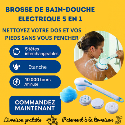 Brosse de bain-douche électrique 5 en 1 à pile