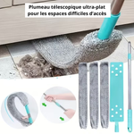 Charger l'image dans la galerie, Plumeau télescopique ultra-plat pour les espaces difficiles d’accès, nettoyage des sols et des plafonds, en tissu, pour fond de lit, outil de nettoyage ménager, 3 pièces
