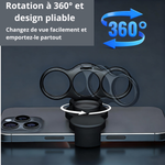 Charger l'image dans la galerie, Support de téléphone rotatif et pliable avec double anneau et clip arrière trois doigts
