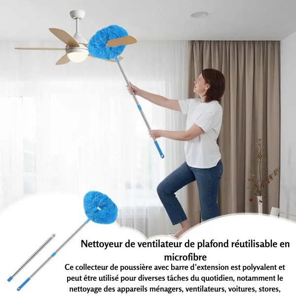 Nettoyeur de ventilateur de plafond réutilisable en microfibre