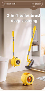 Charger l'image dans la galerie, 1PCS Wall-Mounted &amp; Floor-Standing Dual-Use Toilet Brush with No-Dead-Angle Suction Cup Long Handle Spray Duck Design for Bathro
