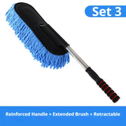 Car Washing Mop Scalable Handle Dust Remover Wax Brush Microfiber Car Cleaning Kit Soft Hair Duster Brushes Wash Tool