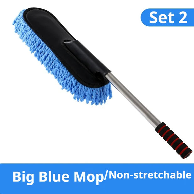 Car Washing Mop Scalable Handle Dust Remover Wax Brush Microfiber Car Cleaning Kit Soft Hair Duster Brushes Wash Tool
