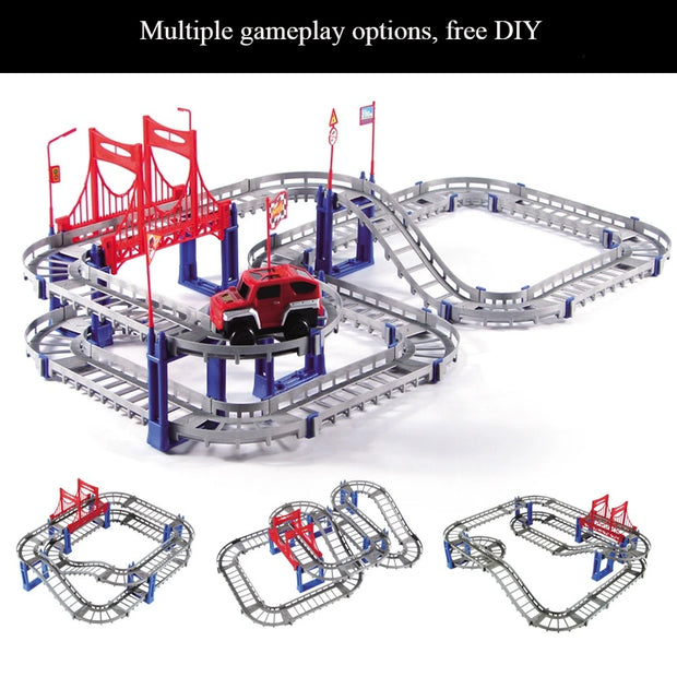 Electric Rail Car Assembly High-speed Track Small Train Car Diy Educational Boys Toys for Children