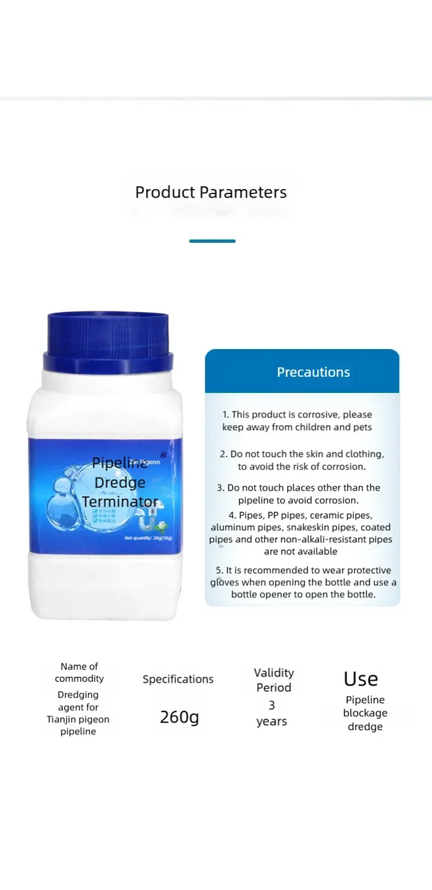 Pipeline Dredging Agent Bathroom Kitchen Floor Drain 260g Drain Cleaner Deodorization Toilet Clog Remover Bathroom Accessories
