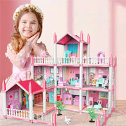 Dream DollHouse Castle PrincessToys House DIY Kit For Children Building Big Villas Furniture Miniature Doll Xmas Birthday Gifts