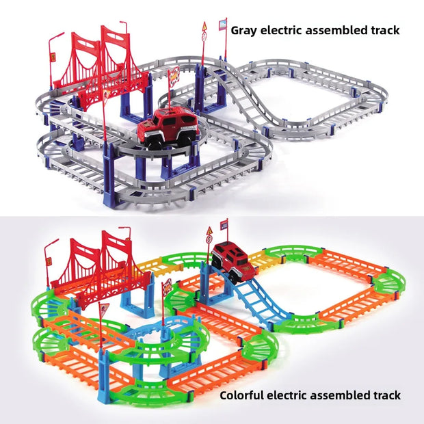 Electric Rail Car Assembly High-speed Track Small Train Car Diy Educational Boys Toys for Children