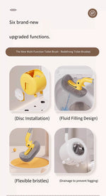 Charger l'image dans la galerie, 1PCS Wall-Mounted &amp; Floor-Standing Dual-Use Toilet Brush with No-Dead-Angle Suction Cup Long Handle Spray Duck Design for Bathro
