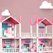 Dream DollHouse Castle PrincessToys House DIY Kit For Children Building Big Villas Furniture Miniature Doll Xmas Birthday Gifts